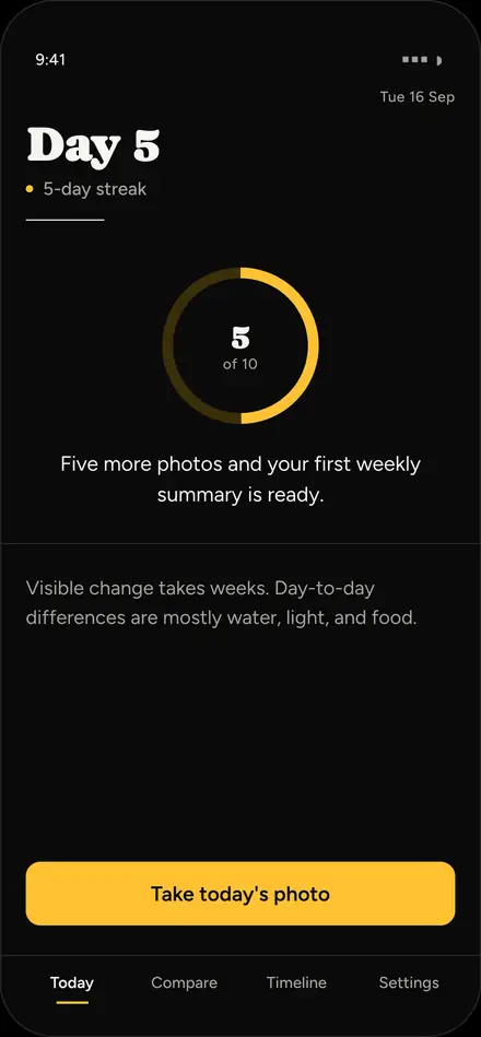 Daily Body app: Day 5 of 10 toward the first weekly summary